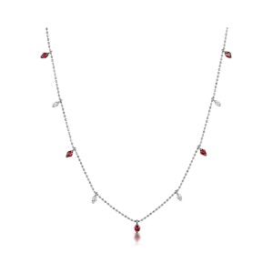 Ruby and Diamond Necklace in 18K White Gold - Vivara Collection