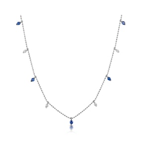 Sapphire and Diamond Necklace in 18K White Gold - Vivara Collection