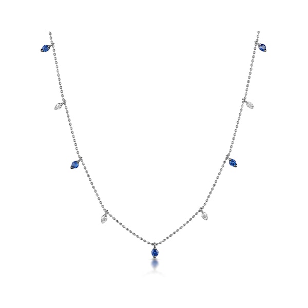 Sapphire and Diamond Necklace in 18K White Gold - Vivara Collection - Image 1