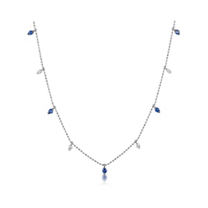 Sapphire and Diamond Necklace in 18K White Gold - Vivara Collection