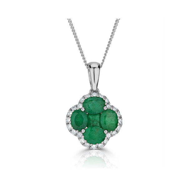 Emerald 1.04ct and Diamond 18K White Gold Alegria Pendant - Image 1