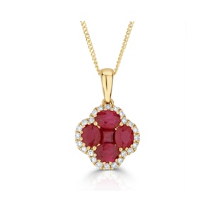 Ruby 1.34ct and Diamond 18K Yellow Gold Alegria Necklace