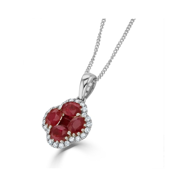 Ruby 1.34ct and Diamond 18K White Gold Alegria Necklace - Image 3