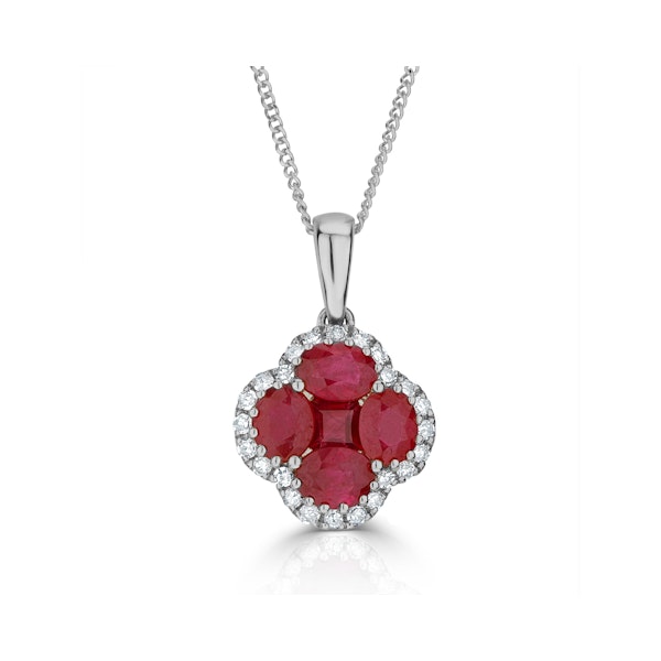 Ruby 1.34ct and Diamond 18K White Gold Alegria Necklace - Image 1