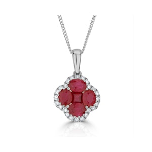 Ruby 1.34ct and Diamond 18K White Gold Alegria Necklace