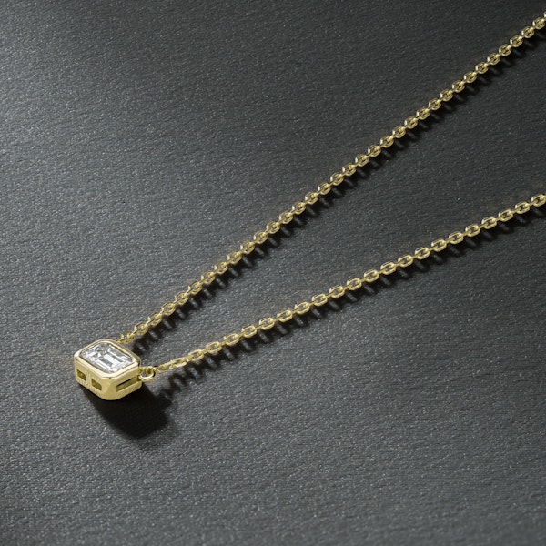 Diamond Emerald Cut Rubover Pendant 0.50CT in 9K Yellow Gold - Image 2
