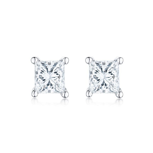 Princess Cut 1ct Lab Diamond Stud Earrings in 9K White Gold - Image 1