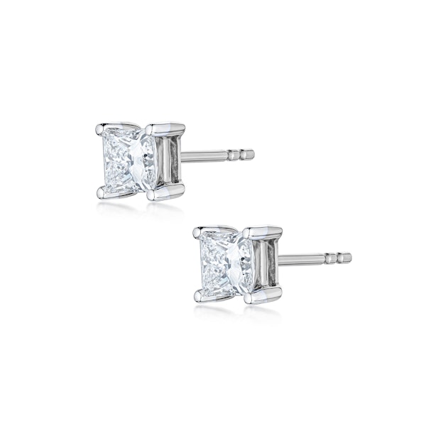 Princess Cut 1ct Lab Diamond Stud Earrings in 9K White Gold - Image 3