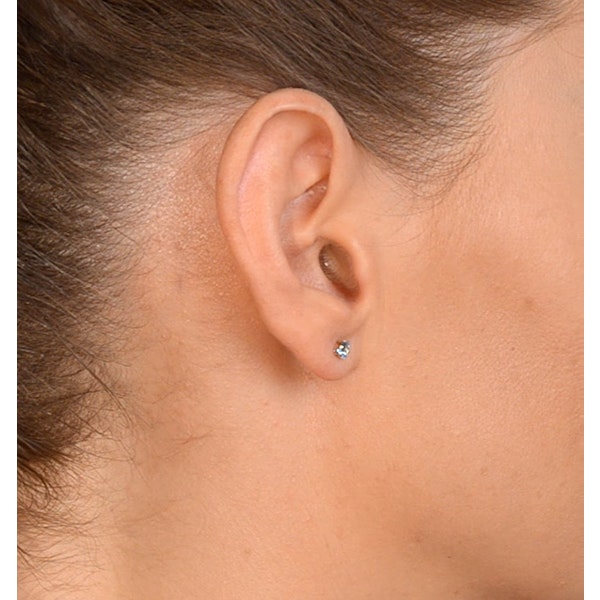 Blue Topaz 4mm 9K Yellow Gold Stud Earrings - Image 4