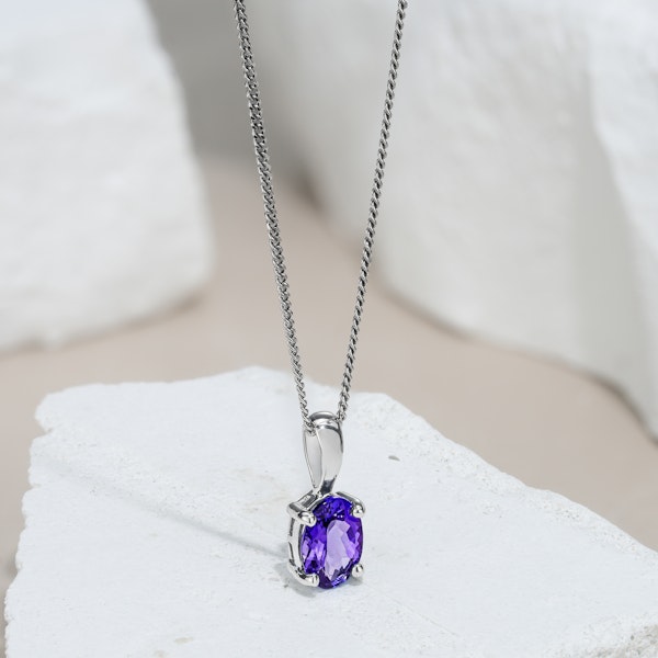Tanzanite 7 x 5mm 925 Sterling Silver Pendant Necklace - Image 2