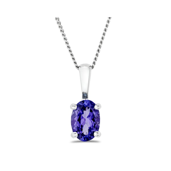 Tanzanite 7 x 5mm 925 Sterling Silver Pendant Necklace - Image 1