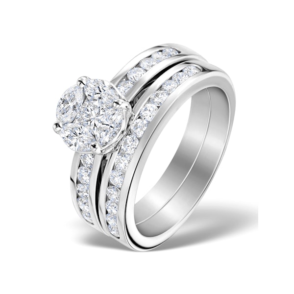 Matching Diamond Engagement and Wedding Ring 1.46ct 18K Gold - Image 1