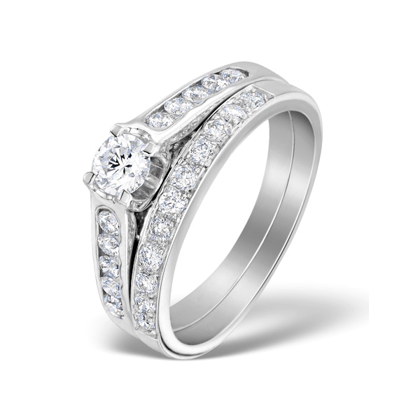 Matching Diamond Engagement and Wedding Ring 0.71ct 18K Gold - Image 1