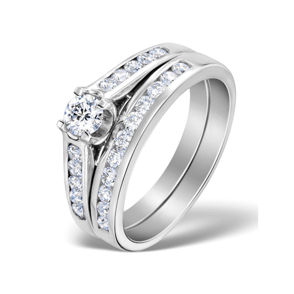 Matching Diamond Engagement and Wedding Ring 0.86ct 18K Gold - Image 1