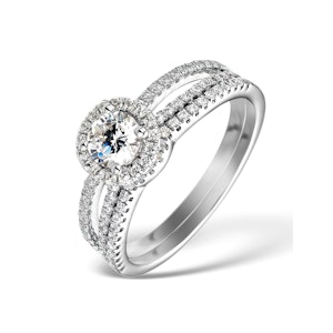 Matching Lab Diamond Engagement and Wedding Ring 1ct SI1 18K White Gold