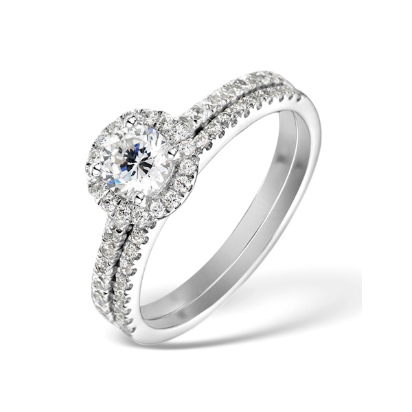 Matching Lab Diamond Engagement and Wedding Ring 1ct SI1 18K White Gold - Image 1