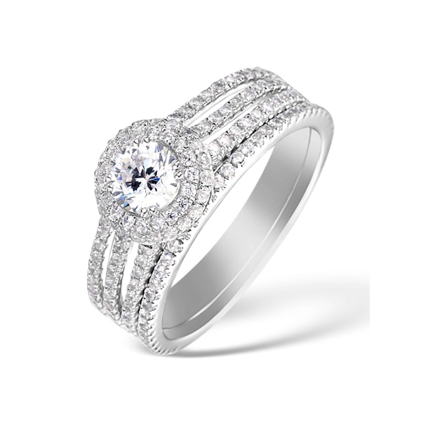 Matching Lab Diamond Engagement - Wedding Ring 1.25ct SI1 18K White Gold - Image 1