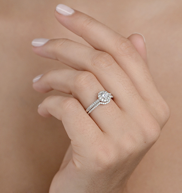 Matching Lab Diamond Engagement and Wedding Ring 1ct VS1 18K White Gold