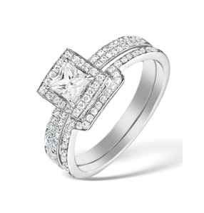 Matching Lab Diamond Engagement and Wedding Ring 1ct SI1 18K White Gold SIZE N