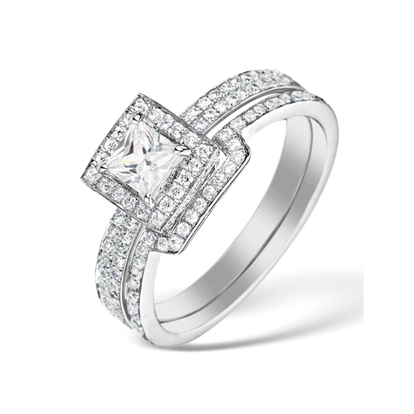 Matching Lab Diamond Engagement and Wedding Ring 1ct SI1 18K White Gold SIZE N - Image 1