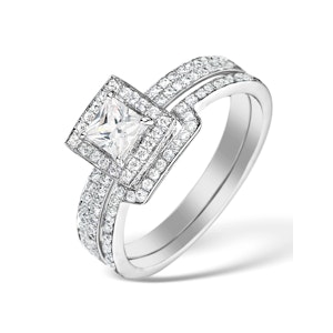 Matching Lab Diamond Engagement and Wedding Ring 1ct SI1 18K White Gold SIZE N
