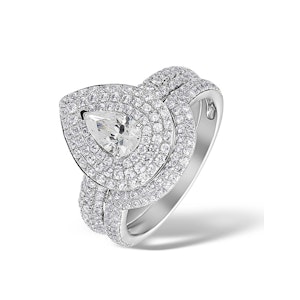 Matching Lab Diamond Engagement - Wedding Ring 1.50ct SI 18K White Gold