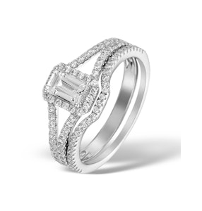 Matching Lab Diamond Engagement and Wedding Ring 1ct SI 18K White Gold