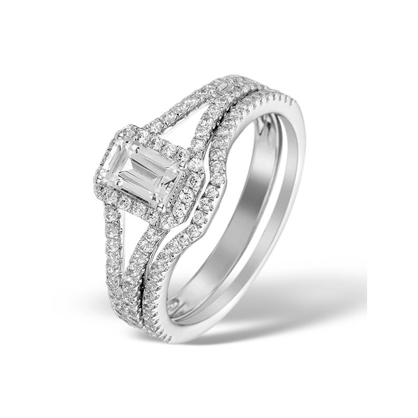 Matching Lab Diamond Engagement and Wedding Ring 1ct SI 18K White Gold - Image 1