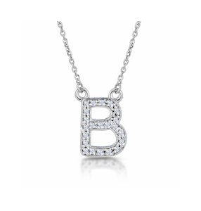 Initial 'B' Necklace Lab Diamond Encrusted Pave Set in 925 Sterling Silver