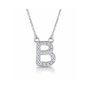 Initial 'B' Necklace Lab Diamond Encrusted Pave Set in 925 Sterling Silver
