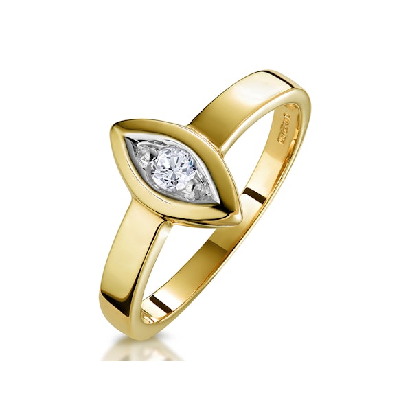 Single Stone Diamond Apsis Ring in 9K Gold SIZES L N - Image 1