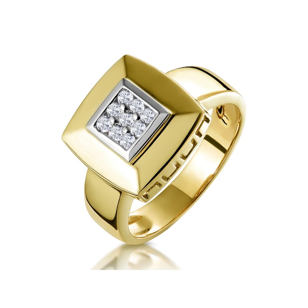 Diamond Square Cluster Ring in 9K Gold SIZE O - Image 1