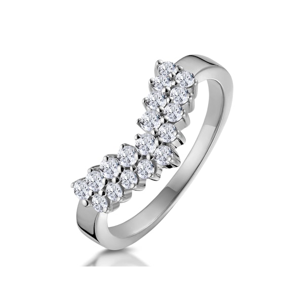 Diamond Wishbone Ring 0.45ct in 9K White Gold SIZE H - Image 1