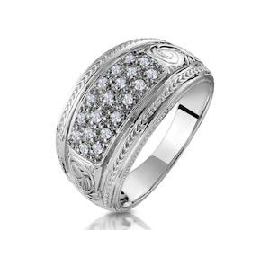 Pave Diamond Ring with Filigree in 9K White Gold SIZE N