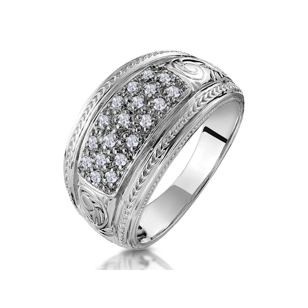 Pave Diamond Ring with Filigree in 9K White Gold SIZE N - Image 1