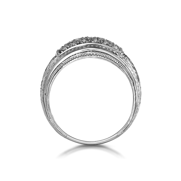 Pave Diamond Ring with Filigree in 9K White Gold SIZE N - Image 2
