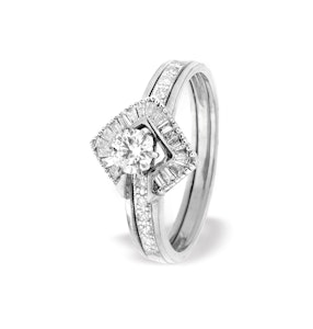 Diamond 0.65ct And 9K White Gold Solitaire Ring with Shoulders SIZES M N