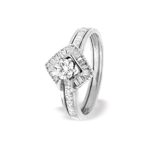Diamond 0.65ct And 9K White Gold Solitaire Ring with Shoulders SIZES M N - Image 1