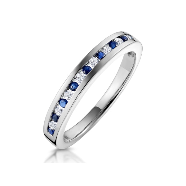 Sapphire 0.12ct And Diamond 9K White Gold Ring - Image 1