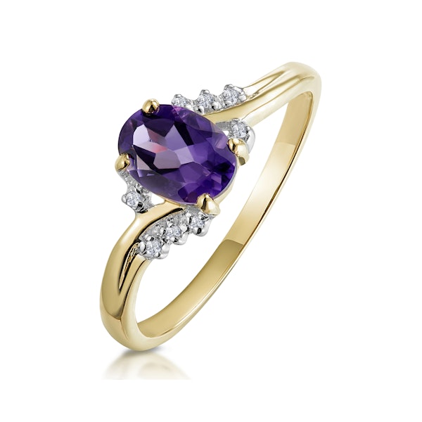 Amethyst 0.68ct And Diamond 9K Gold Ring - Image 1