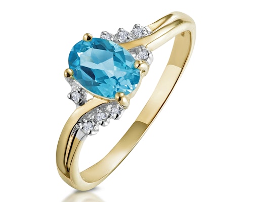 Yellow Gold Blue Topaz Rings