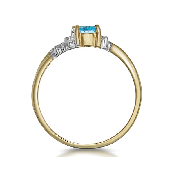 Blue Topaz 0.94CT And Diamond 9K Yellow Gold Ring - Image 3