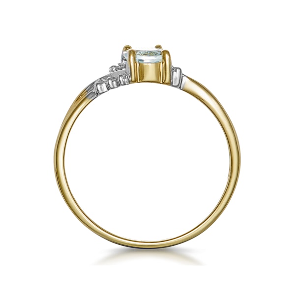 Aquamarine 0.70CT And Diamond 9K Yellow Gold Ring - Image 3