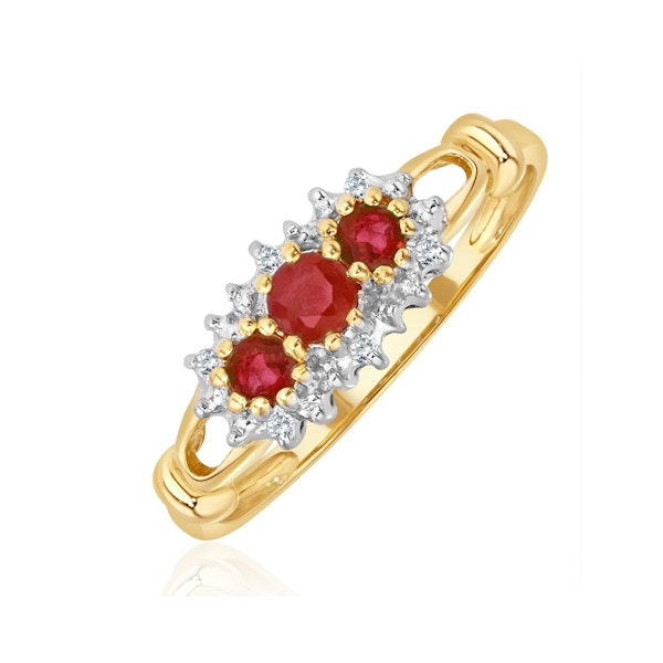 Ruby 0.34ct And Diamond 9K Gold Ring - Image 1