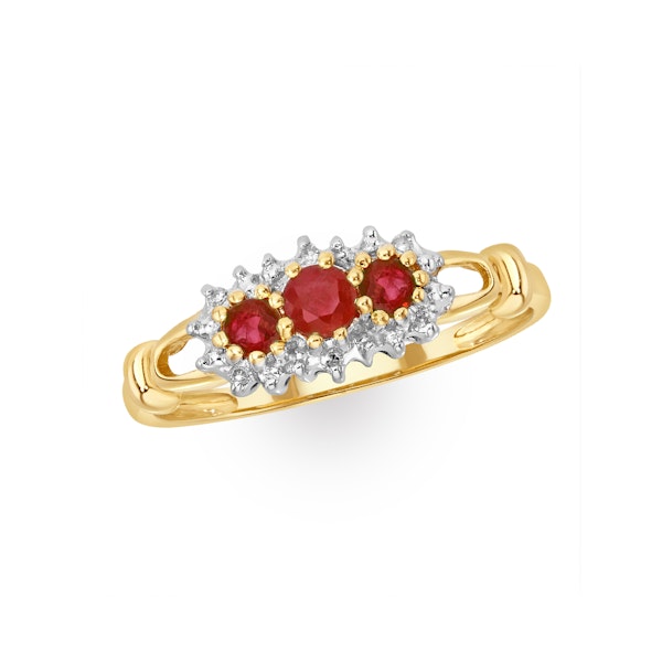 Ruby 0.34ct And Diamond 9K Gold Ring - Image 2