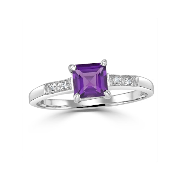 Amethyst 0.63ct And Diamond 9K White Gold Ring - Image 2