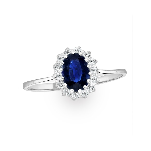 Sapphire 0.95ct And Diamond 9K White Gold Ring - Image 2