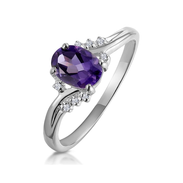 Amethyst 0.68ct And Diamond 18K White Gold Ring - Image 1