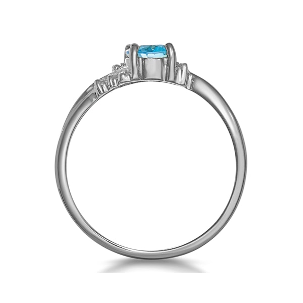 Blue Topaz 0.94CT And Diamond 9K White Gold Ring - Image 3
