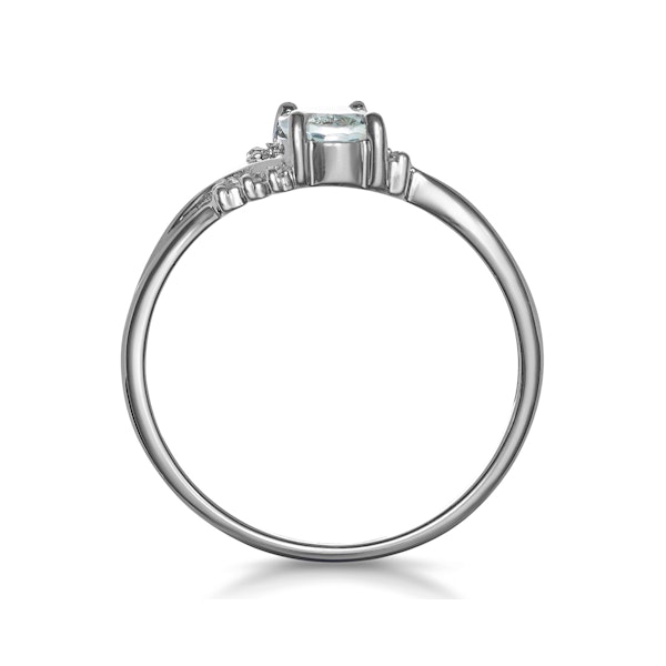Aquamarine 0.70CT And Diamond 18K White Gold Ring N4442 - Image 3